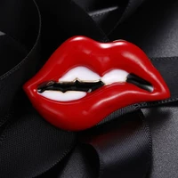 red lip enamel brooches women party banquet alloy brooches pins girls hats bags accessories