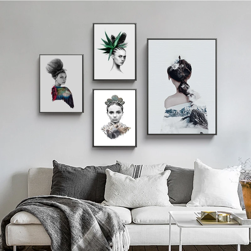 Холст с изображением женщины цветов настенная Картина на холсте для девочек