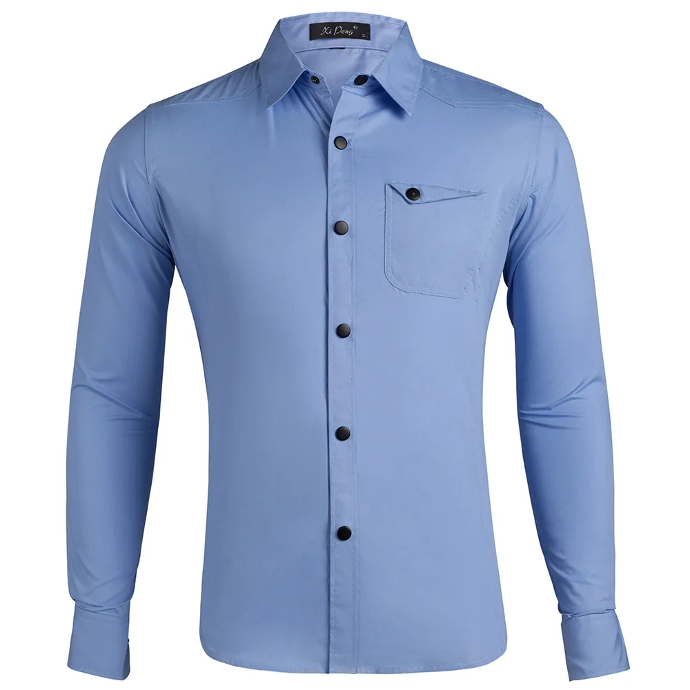 Мужская Однотонная рубашка с длинным рукавом, белая деловая рубашка в стиле смарт-кэжуал, от AliExpress WW