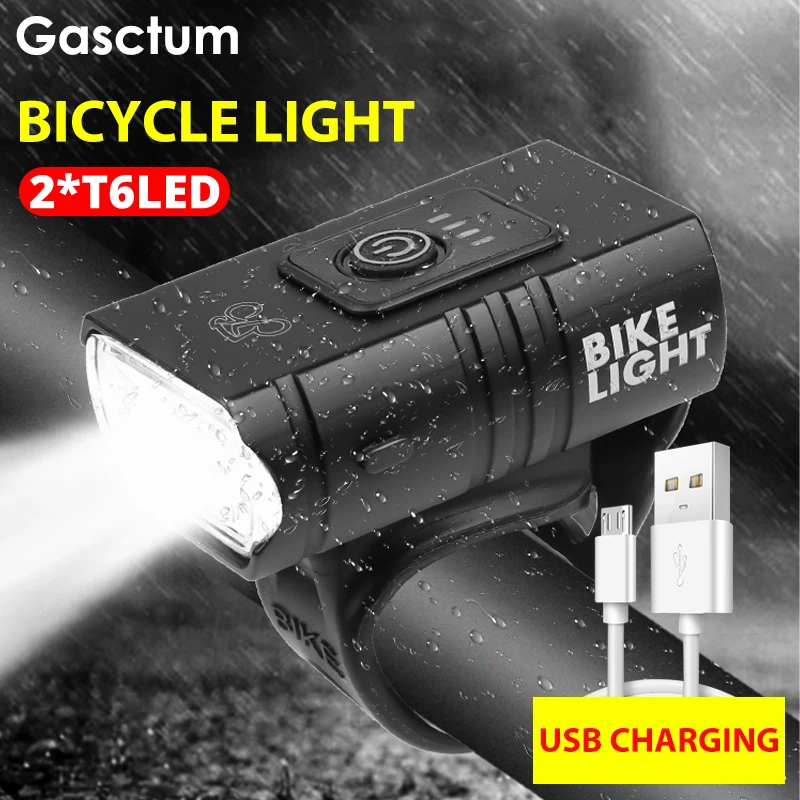 Велосипедный фонарь T6 светодиодный перезаряжаемый от USB водонепроницаемый IPX5