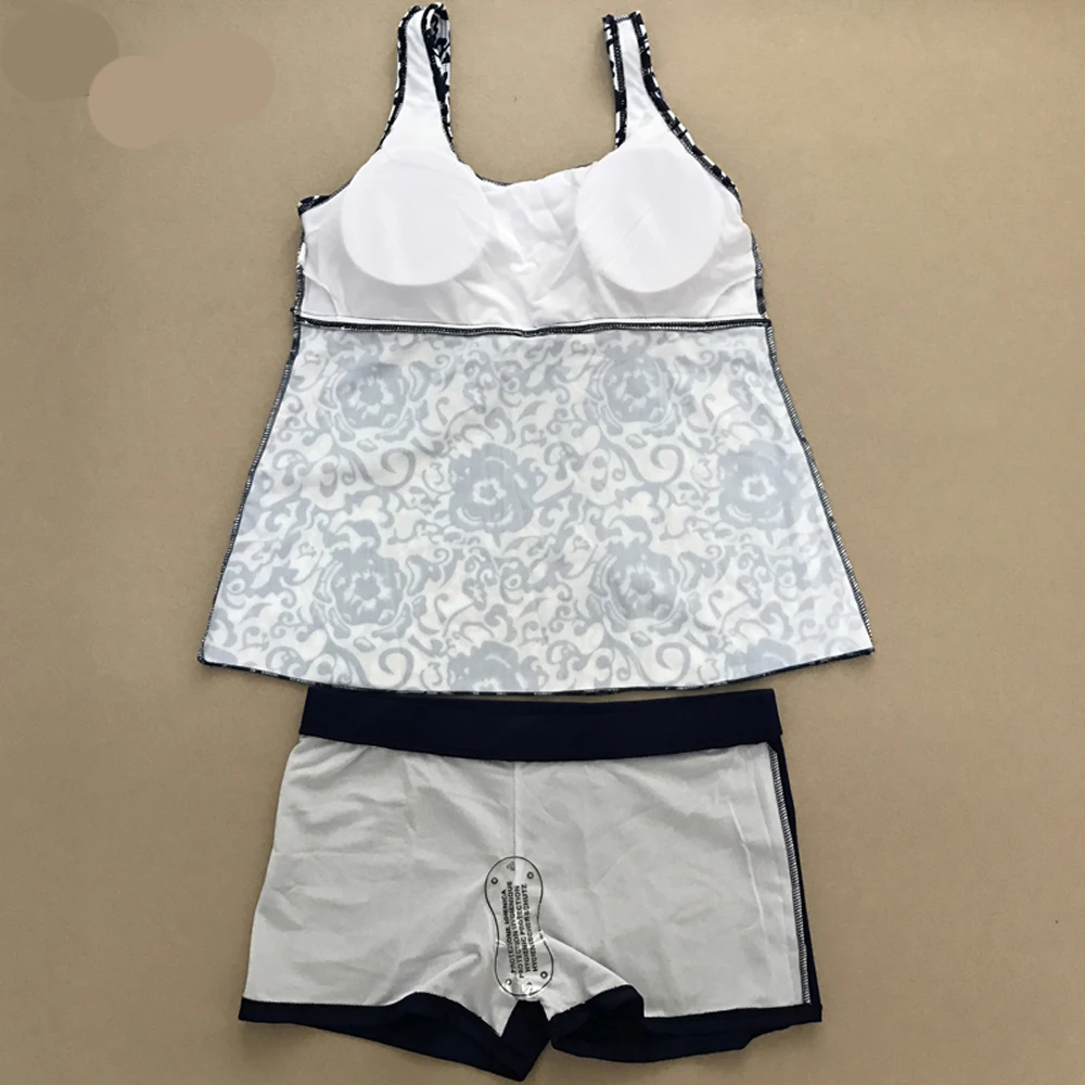 Большой женский раздельный купальник танкини с шортами черный купальный костюм