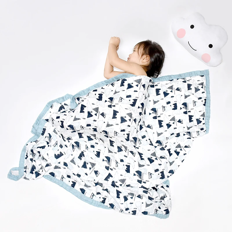 Четырехслойное бамбуковое хлопковое детское муслиновое одеяло Пеленальное