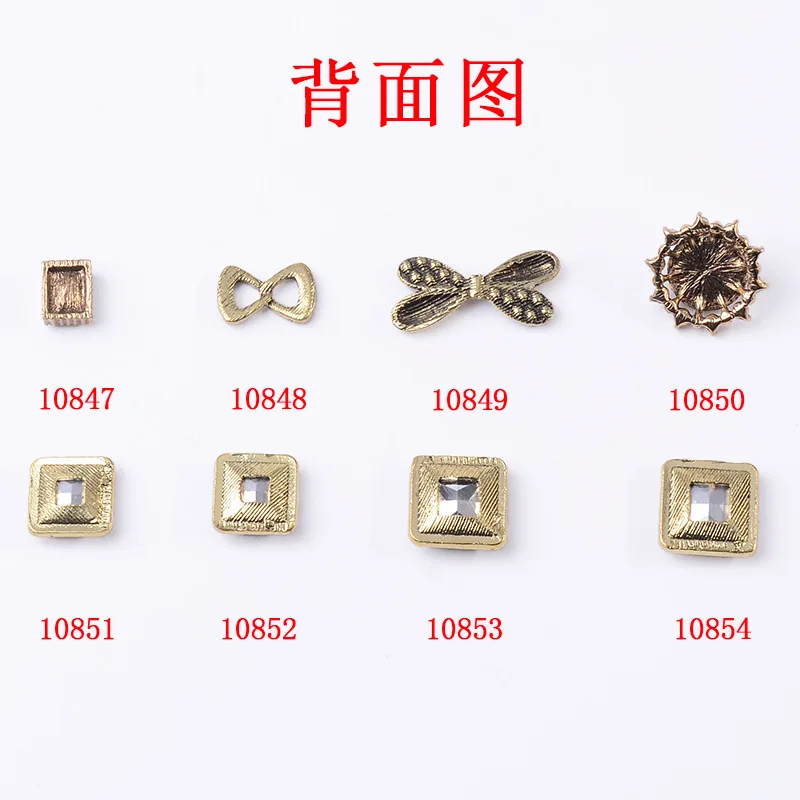 50pc Alloy crystal inlaid rectangular alloy buckle accessories DIY jewelry headdress hairpin mobile phone decoration accessories