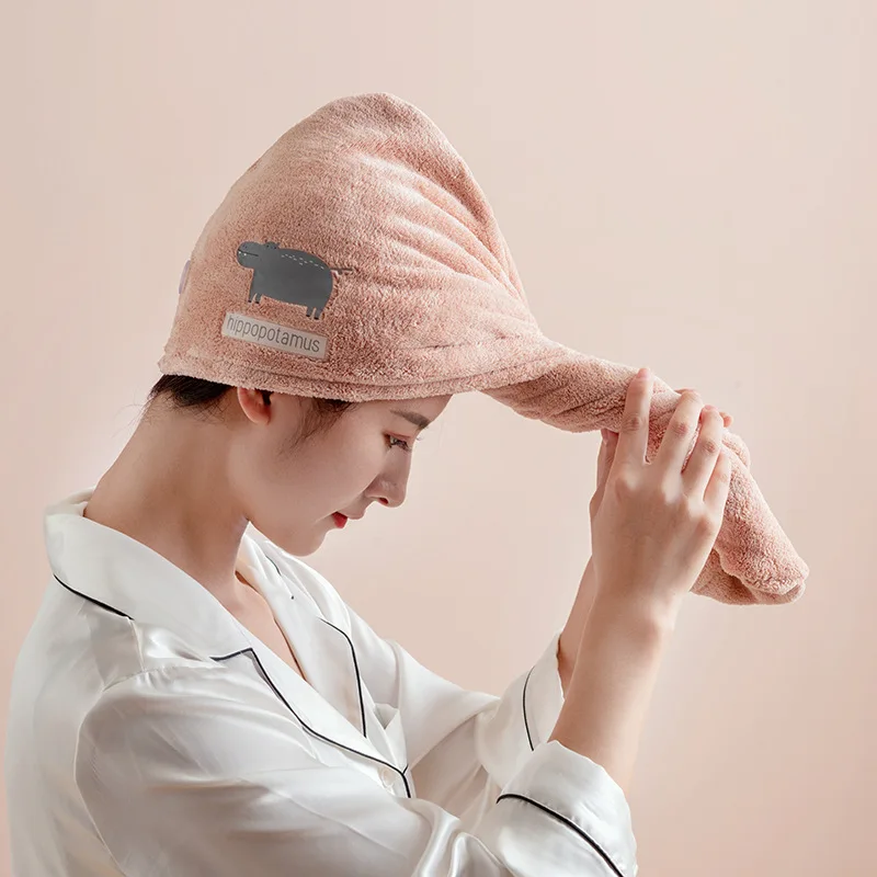 Шапочка для сухих волос из кораллового флиса Абсорбирующая и быстросохнущая