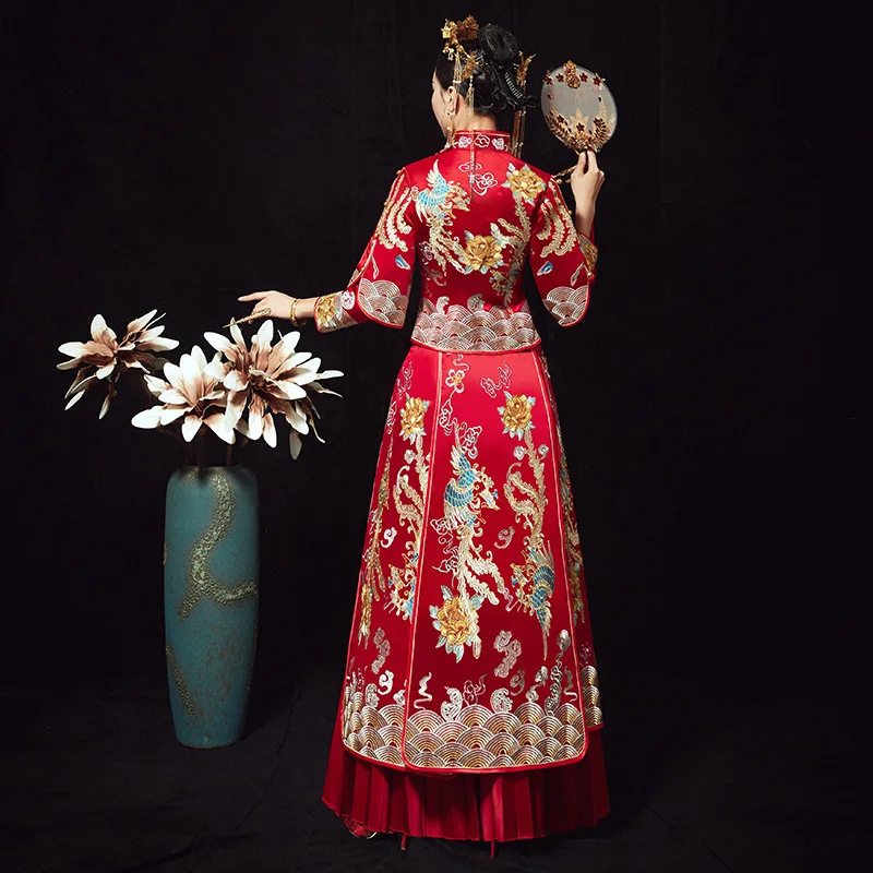 

New Bride Bridegroom Costume Vintage Wedding Clothing Chinese Style Marriage Set High Quality Embroidery Toast Clothing S-3XL