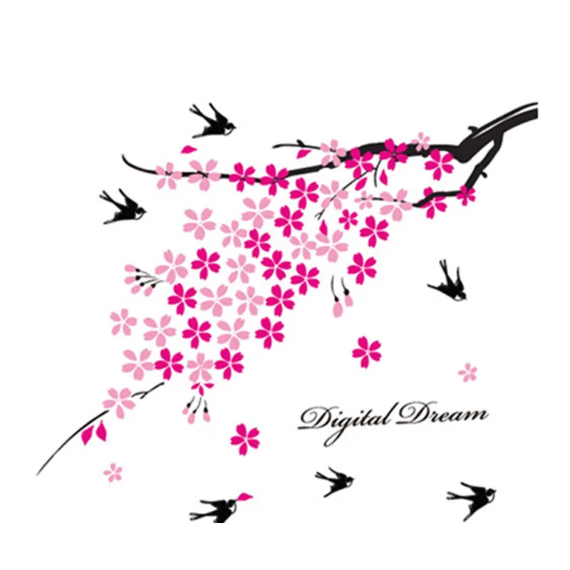 

Plum Blossom Swallow Wall Stickers Flowers for Living Room Decoration Sofa TV Backdrop Decals Aesthetic Room Decor Wallpaper