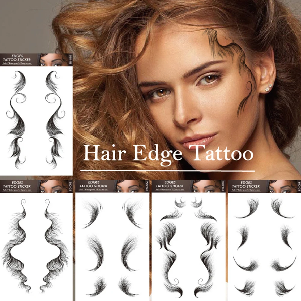 

New Hot real Baby Hair DIY Natural Curly Hair Edges Tattoos Sticker Long lasting Waterproof Template Hair DIY Hairline stickers