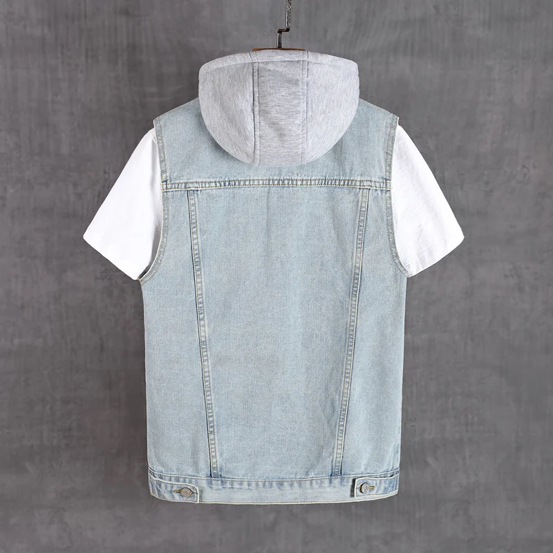 Модный мужской жилет в британском стиле ретро-светильник синий рваный джинсовый