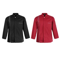 stylish chef jacket coat uniforms work apparel cook coat red black