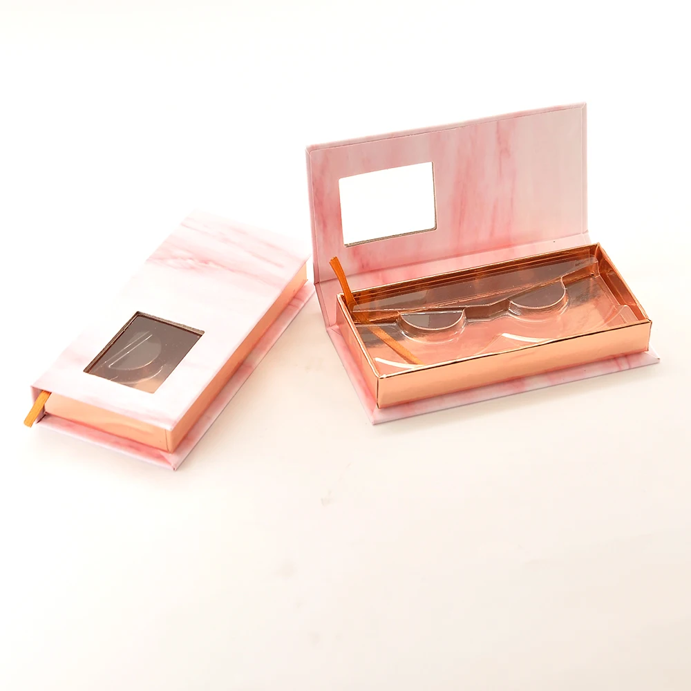 

10/lot Wholesale eyelash peackaging box lash boxes package custom rectangle marble pink false eyelashes makeup case bulk vendors