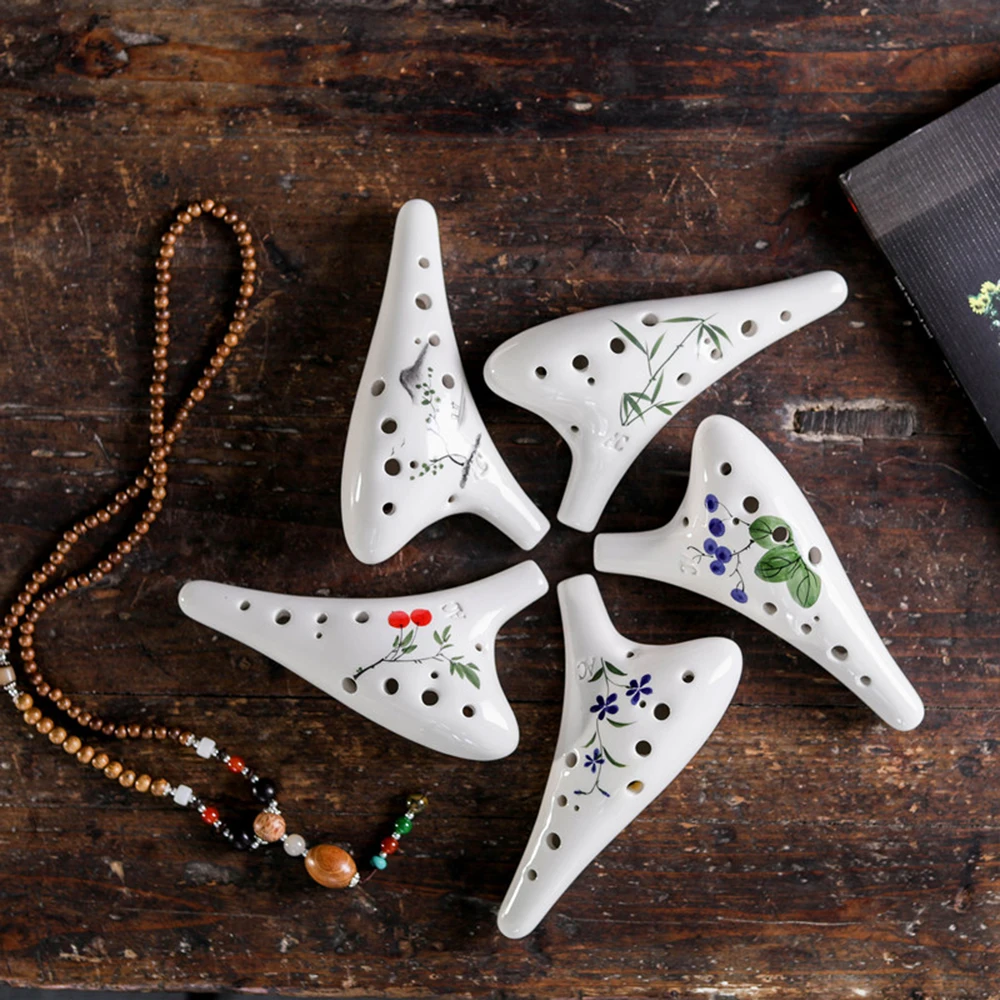 12 отверстий круглая головка керамическая окарина альт C ручная роспись