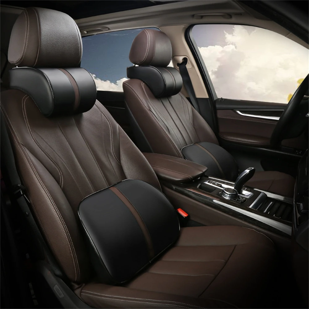 

6 TYPES Universal Car Line Leather Memory Pillow Cotton Seat Back Neck Cushion