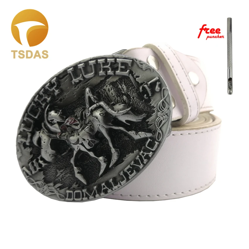 Счастливый люк реальные мужские джинсы изысканные пряжки подарок для косплея