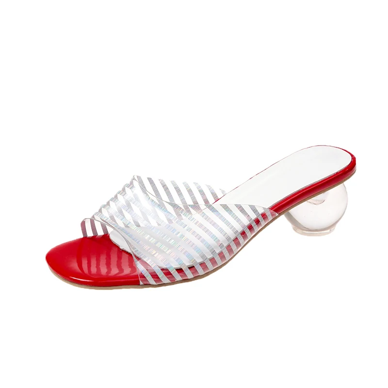 Новые модные женские босоножки из ПВХ с украшением в виде кристаллов на высоком