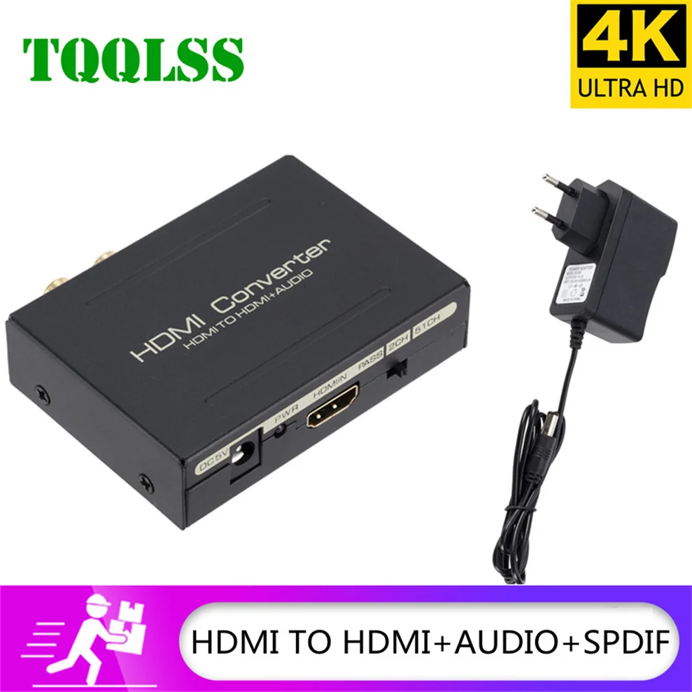 

TQQLSS Audio Extractor Converter To HDMI-compatible SPDIF Optical RCA Adapter Support 5.1CH Format Output HDMI Audio Splitter