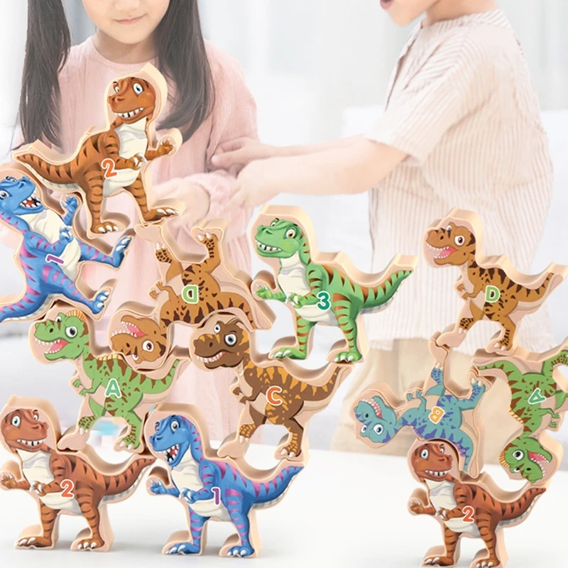 

16PCS Parent-Child Early Education Kids Stacking Building Table Game Balance Dinosaur Puzzle Baby Interactive Stacking