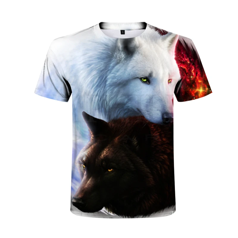 

2021 Summer Comfort 3d Printed Men's Short Sleeve T-shirt, Wolf 3d Printing Loose Cool Short Sleeves