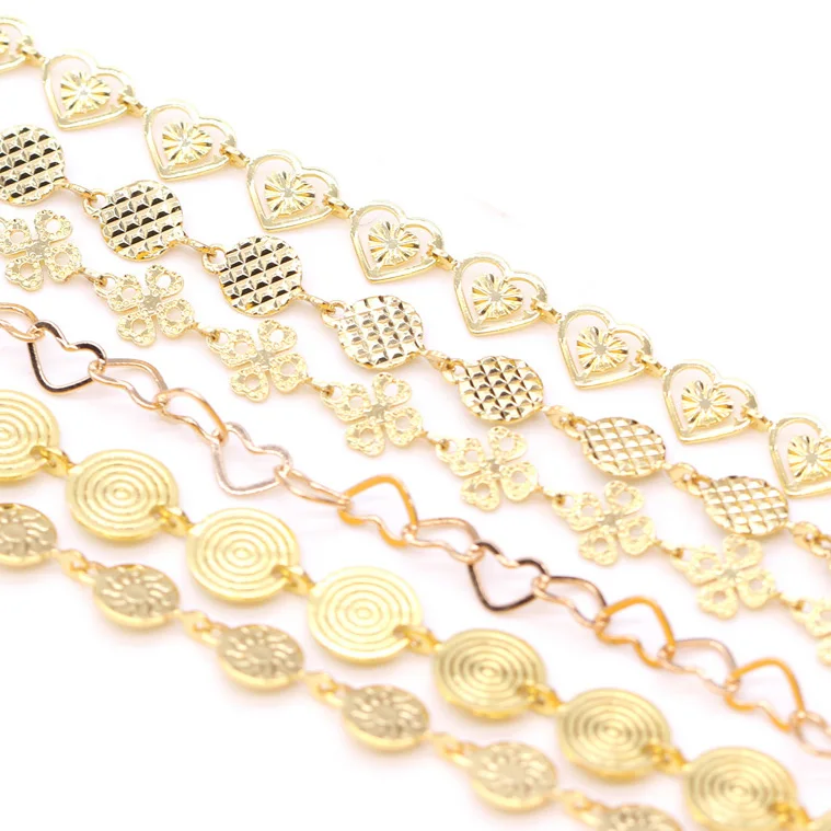 

1 Meter Handmade Gold Wire Wrapped Rosary Chain Heart Shape Chains for Necklaces Bracelets Anklet Making DIY Jewelry Findings