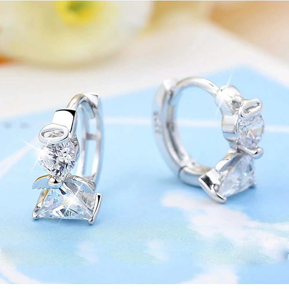 2021 модные дизайнерские серьги гвоздики с ангелом роскошные двойным кристаллом