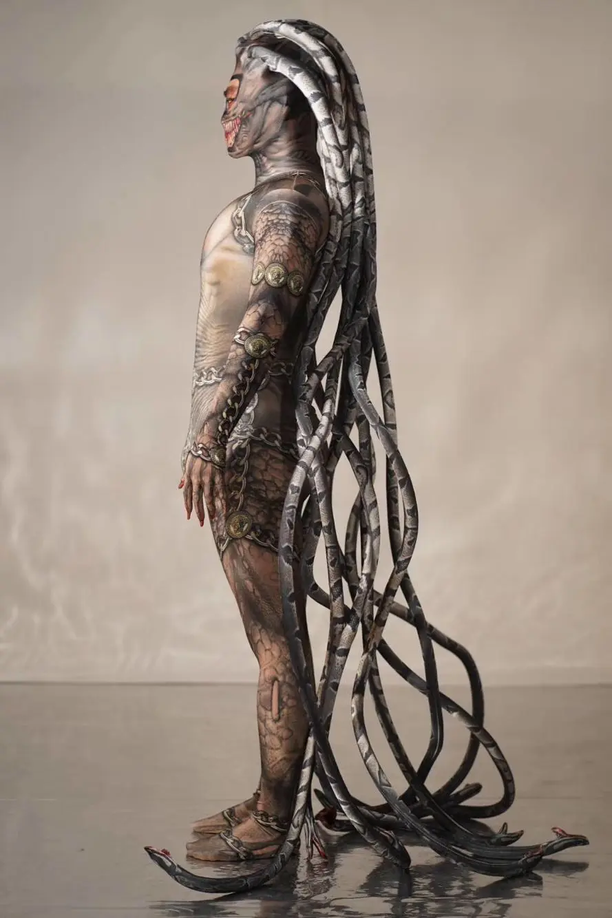 Крутые мужские Медузы сиамский боди комбинезон со змеей вечерние костюмы на