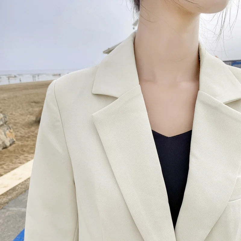 Женский однобортный офисный Блейзер пиджак в Корейском стиле с длинным рукавом