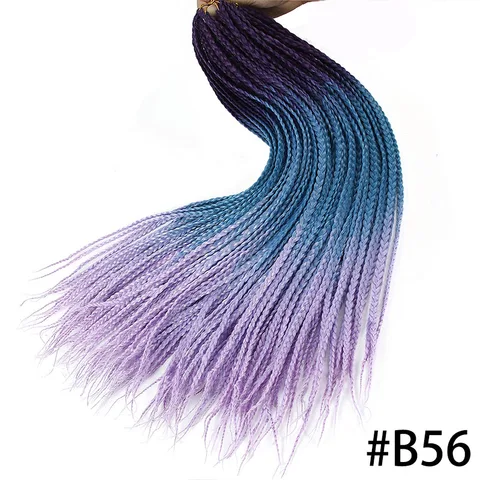 Косички для волос, синтетические косички для волос, цветные, Омбре, фиолетовые, розовые, синие волосы, 22 пряди/упаковка, 100 грамм, волосы для вязания крючком, оптом