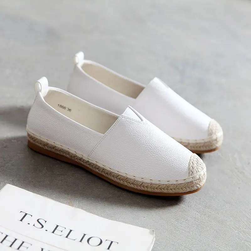 42 43 Summer Linen Flat Shoes Women Lightweight Breathable Fisherman Shoes Ladies Soft Casual Leisure Shoes Slip on Lazy Loafers