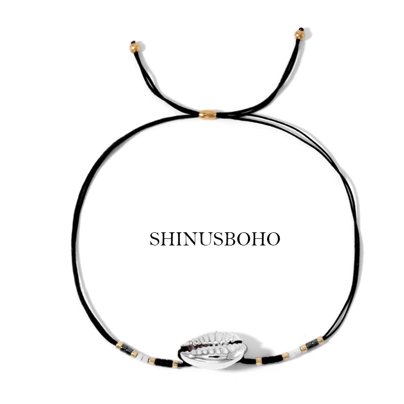 

Miyuki Beads Shell Bracelet Tiny Charm Bracelet Adjustable Rope Fashion Jewelry Gift for Women Pulseras Female