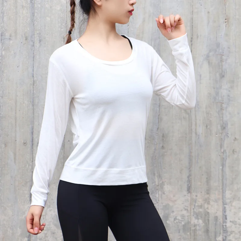 

Back Hollow Out Sexy Loose Yoga Shirts Tops Long Sleeves Running Fitness Gym Workout Sports T-shirts Breathable Anti Sweat Wear