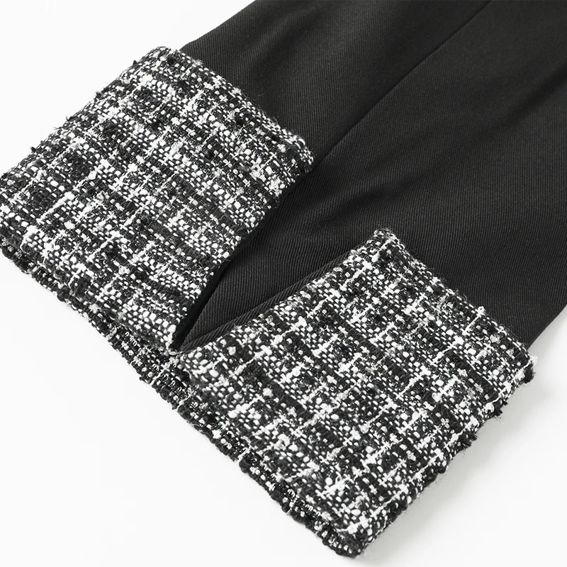 Женский блейзер с карманами Черный винтажный пиджак свободного покроя