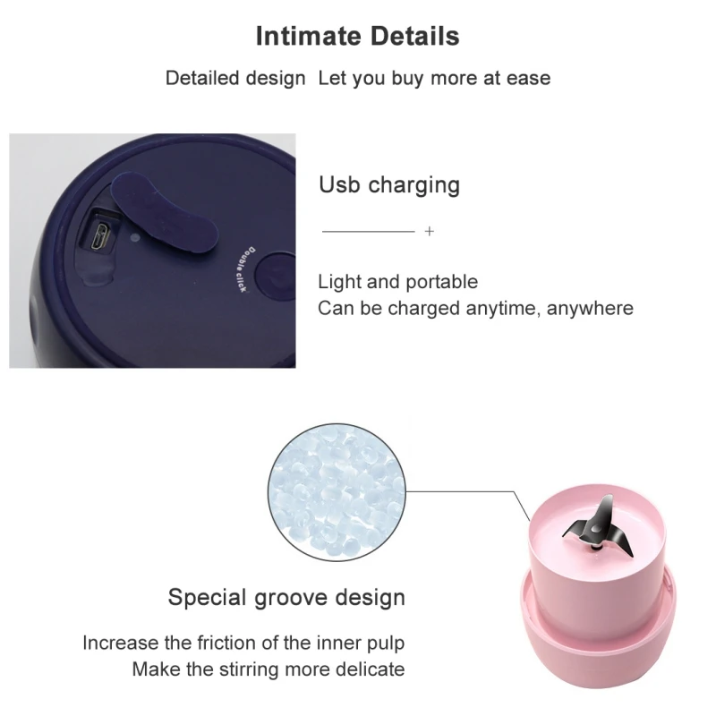 

Household Multi-purpose Electric Mini Juice Cup Portable USB Rechargeable Fruit Juicer - Dark BlueHousehold Juice Cup