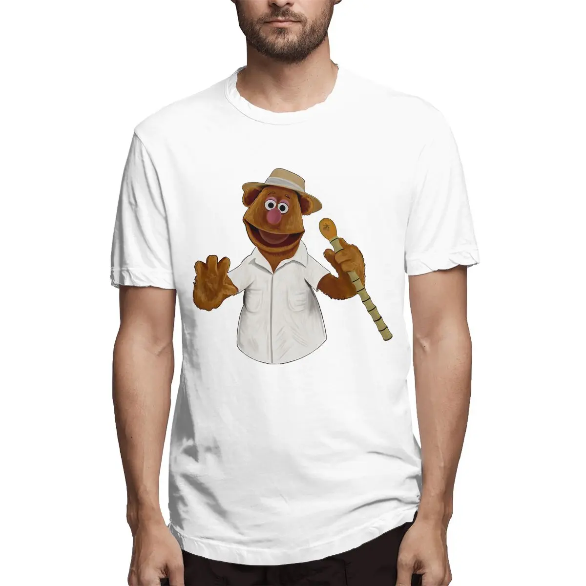 

Muppet Science Fozzie Hammond Grey Classic Men's Leisure Short Sleeve Round Neck 100% Cotton Original T-Shirt