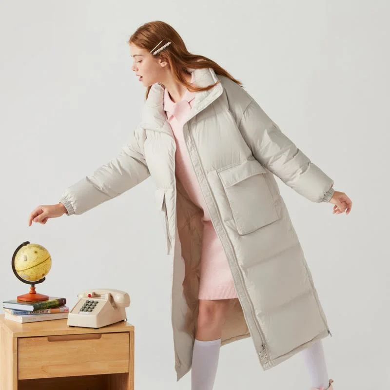 

Down jacket women new winter long loose over-knee bread parkas thicken windbreak winter coat down outwear woman