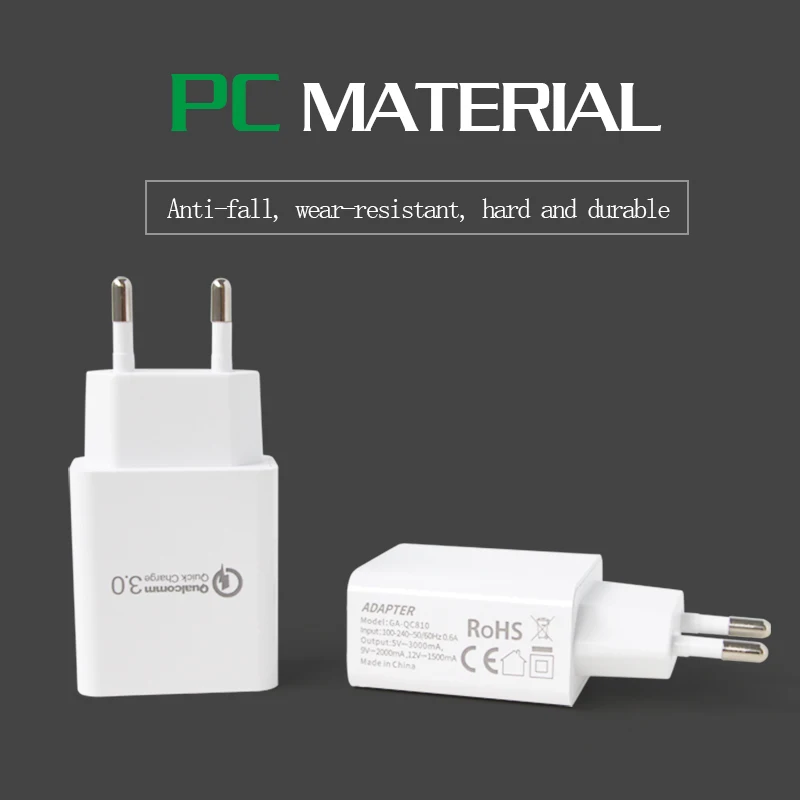 Быстрая зарядка QC 3 0 USB мобильный телефон зарядные устройства ЕС переходник
