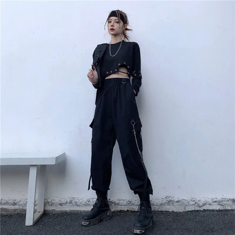 

Sakurada Kawashima Ins Korean Style Autumn and Winter New Loose Cargo Pants Slimming High Waist Casual Pants with Chain Pants