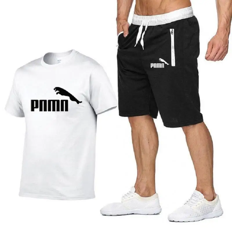 

Tracksuit Male 2021 Men's Suit Summer Fitness Sportswear Printed Shorts + Sweatshirt Tops Men's Suit Sportswear 2 Piece Set