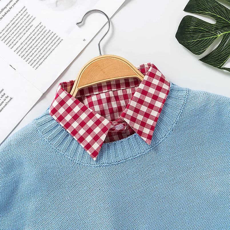 

Cotton Plaid Lapel Fake Collar for Women Detachable Lapel Shirt False Collar Female Half Shirt Blouse Top Clothes Accessories