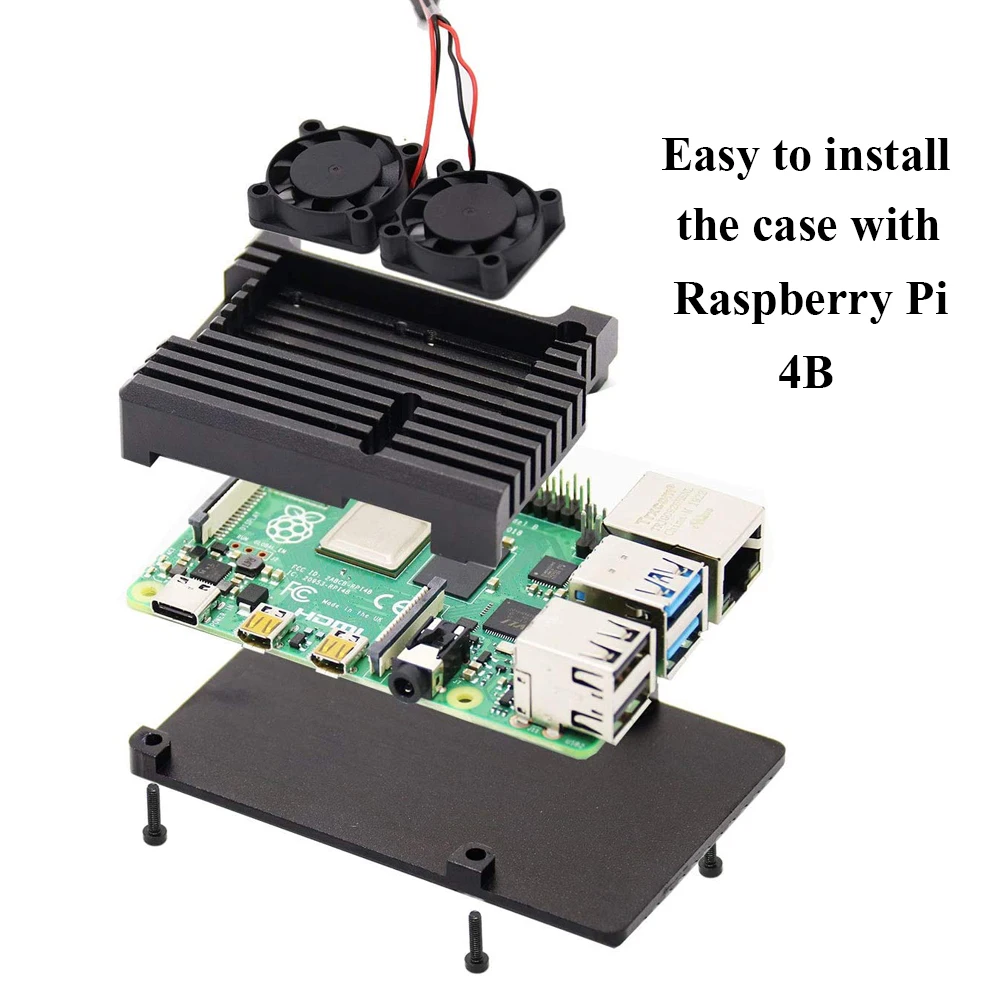 

Raspberry Pi 4 Aluminum Case Armor Metal Box Shell Enclosure with Dual Fan Cooling System for Raspberry Pi 4 Model B 2GB 4GB 8GB