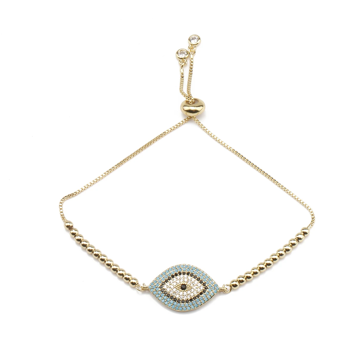 Luxury Blue Evil Eye Bracelet Boho Rose Gold Color CZ Creative Couple Gift Chain Jewelry 2021 Handwoven Adjustable Woman Present