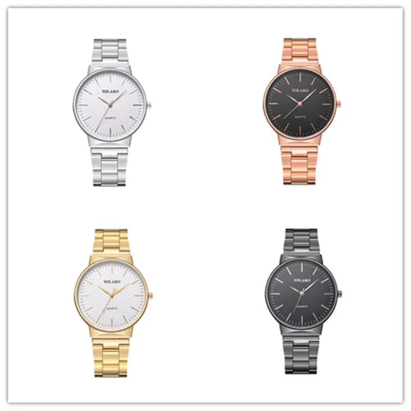 

YOLAKO Casual Quartz Stainless Steel Band Strap Watch Analog Wrist Watches montre femme Luxury Men women rose gold Clock Gift