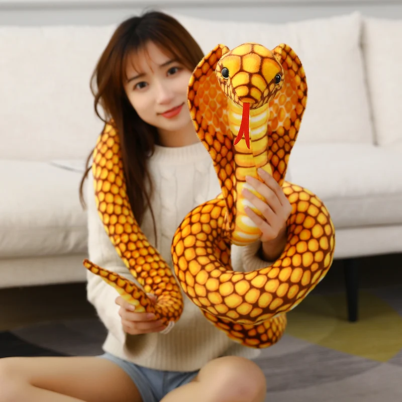 

240cm Lifelike Snake Plush Cushion pillow Giant Reallife Cobra Stuffed Snake Plushie Creative Home Decor Funny Gift for Friends