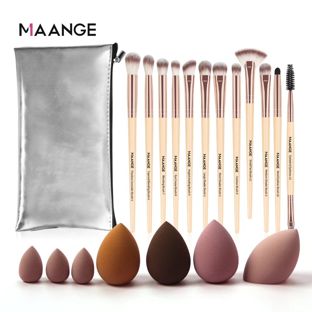 MAANGE Pro набор кистей для теней век с сумкой и буфами бровей Eyeline тени основа BB крем