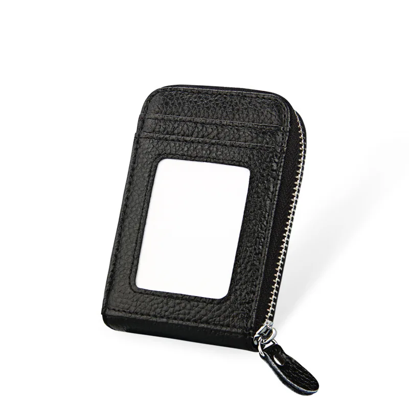 

2021 Vintage Leather Men's Credit Card Holder Wallet Fashion Women Men Zipper Money Pouch Card Protect Case Pocket Purse