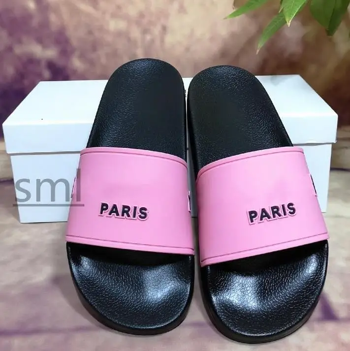 

With Box 2021 Paris Sliders Mens Womens Summer Sandals Beach Slippers Ladies Flip Flops Loafers Blue White Red Green Slides Chau