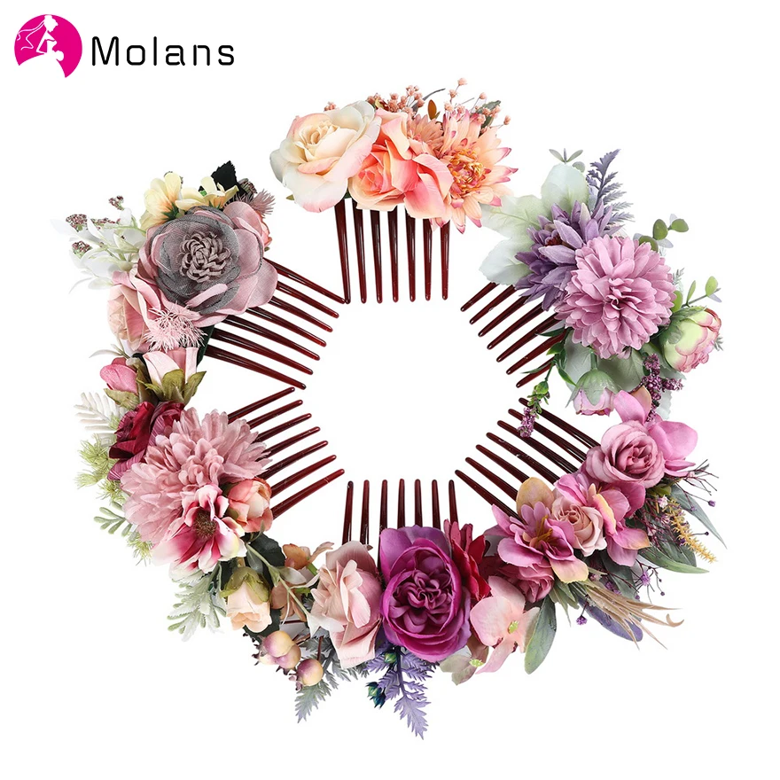 Molans фиолетовые гребни для волос с розами красивые элегантные цветком женские