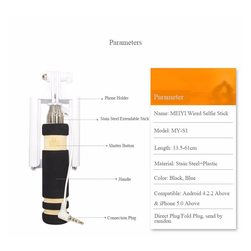 Мини Выдвижная ручная селфи-палка проводной пульт дистанционного спуска затвора