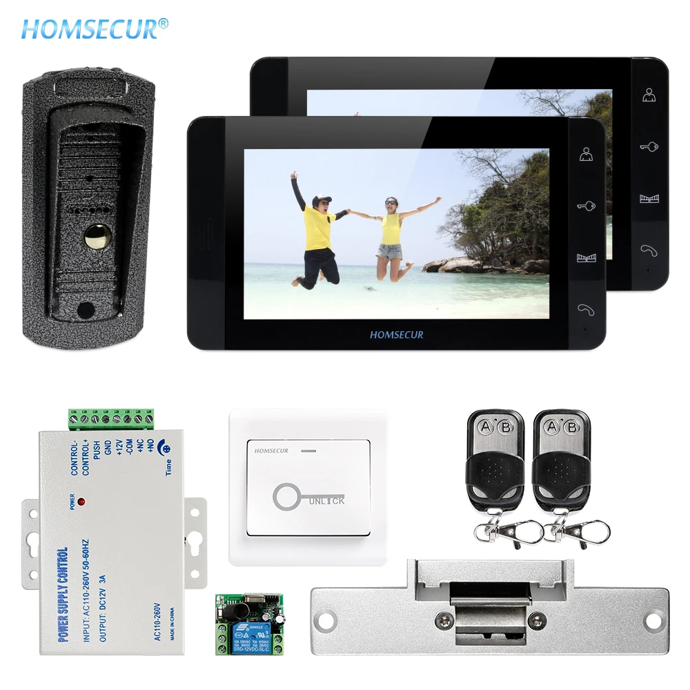 HOMSECUR 7 &quotСвободные Руки Видеодомофон Система + Сенсорная Кнопка Монитор TC041 TM703