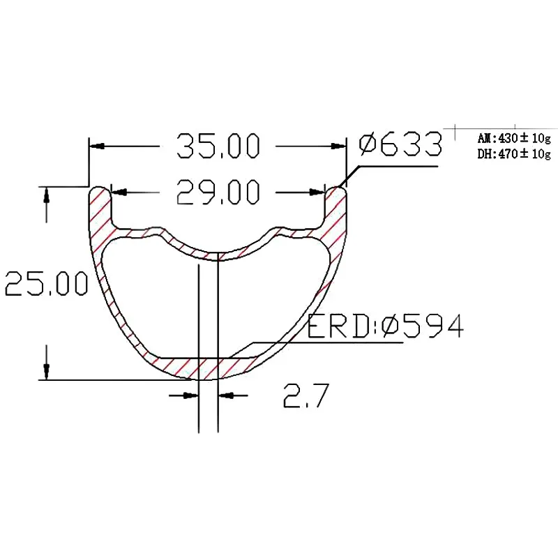 CYCST 29er 35x25 мм Асимметричные бескамерные карбоновые диски AM enduro mtb велосипедные диски 24H 28H 32H 36H 2,7 мм офсетные диски для горного велосипеда