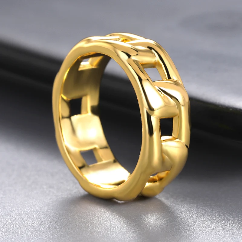 

Punk Cuban Link Chain Ring for Women Stainless Steel Men's Finger-ring Vintage Couple Jewelry Gothic Accessories free shipping