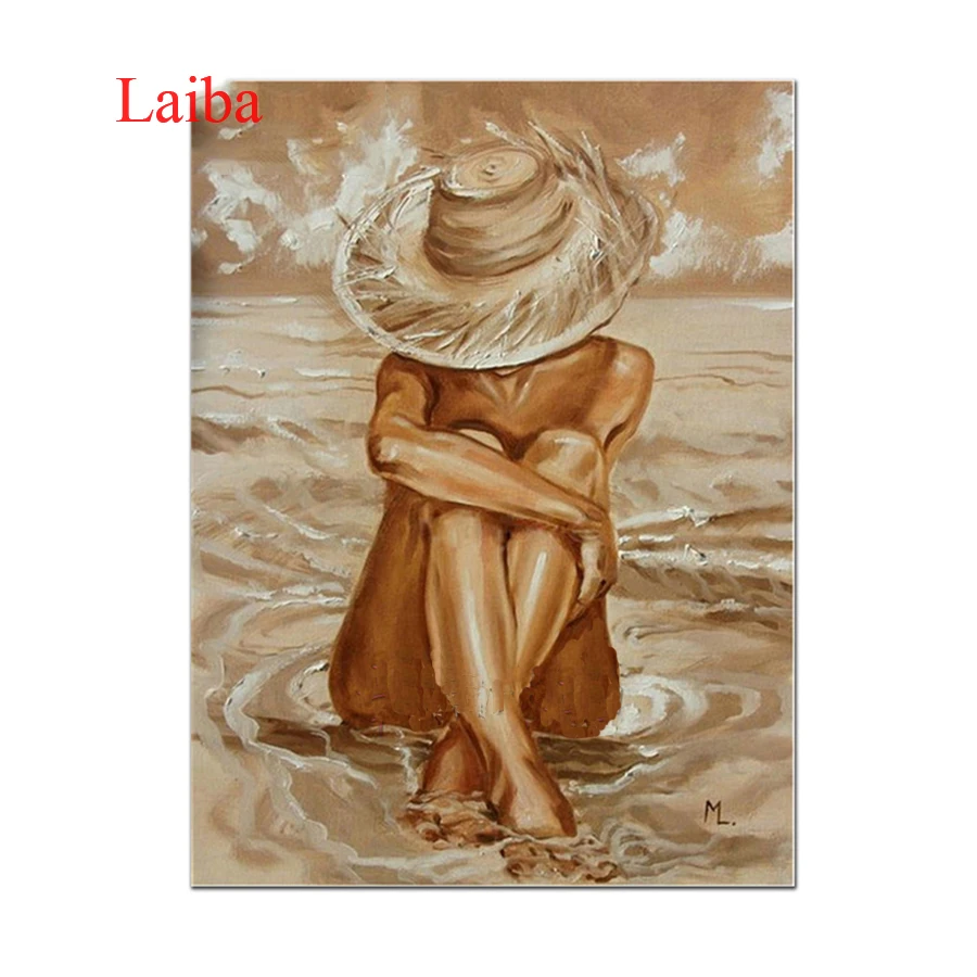 

Картина Алмазная, абстрактная, вышивка 5D с изображением красивой женщины на пляже, стразы